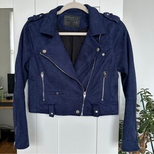 Blank NYC Blue Leather Moto Jacket